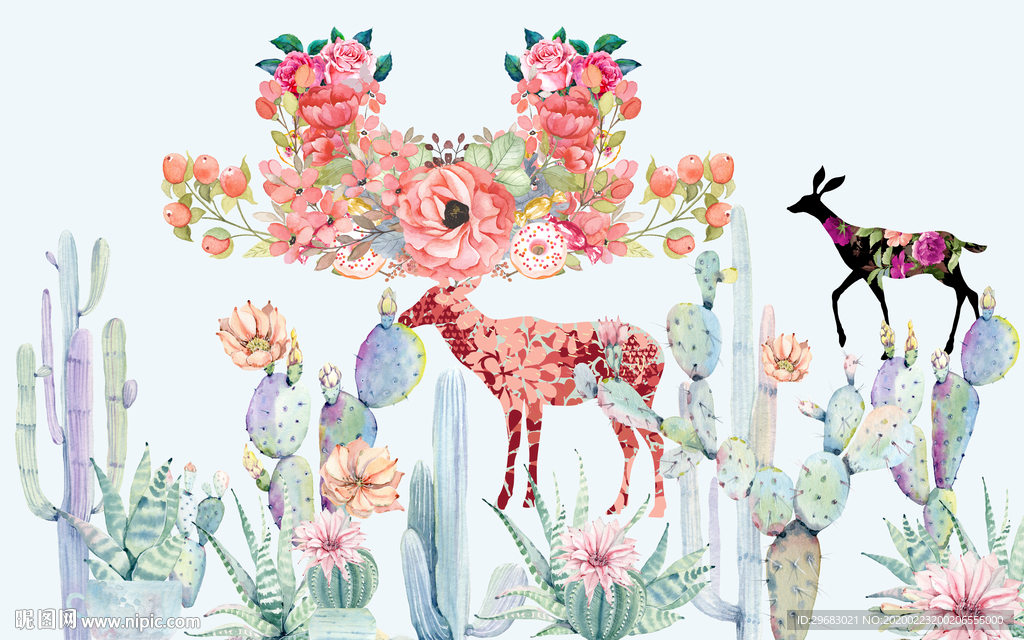 别墅麋鹿奢华画 tif分层