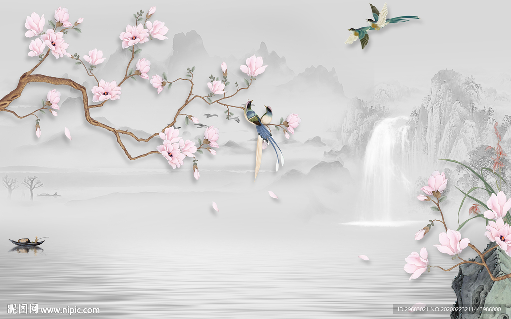 高档最新山水画 tif分层