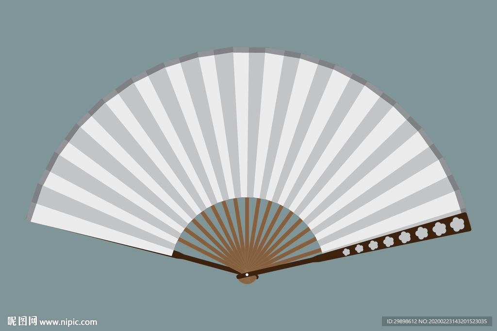 一把白色的扇子折扇矢量图