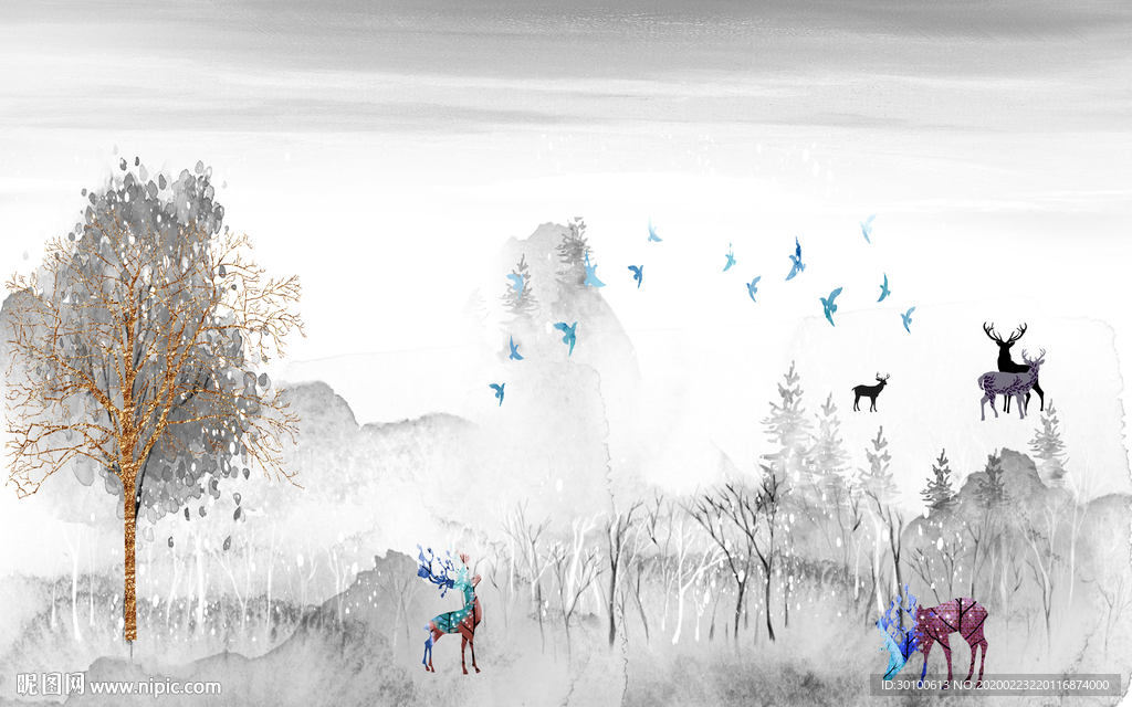 高清 北欧新背景画 TIF分层