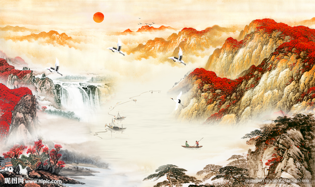 国画中式中国风画 TIF分层