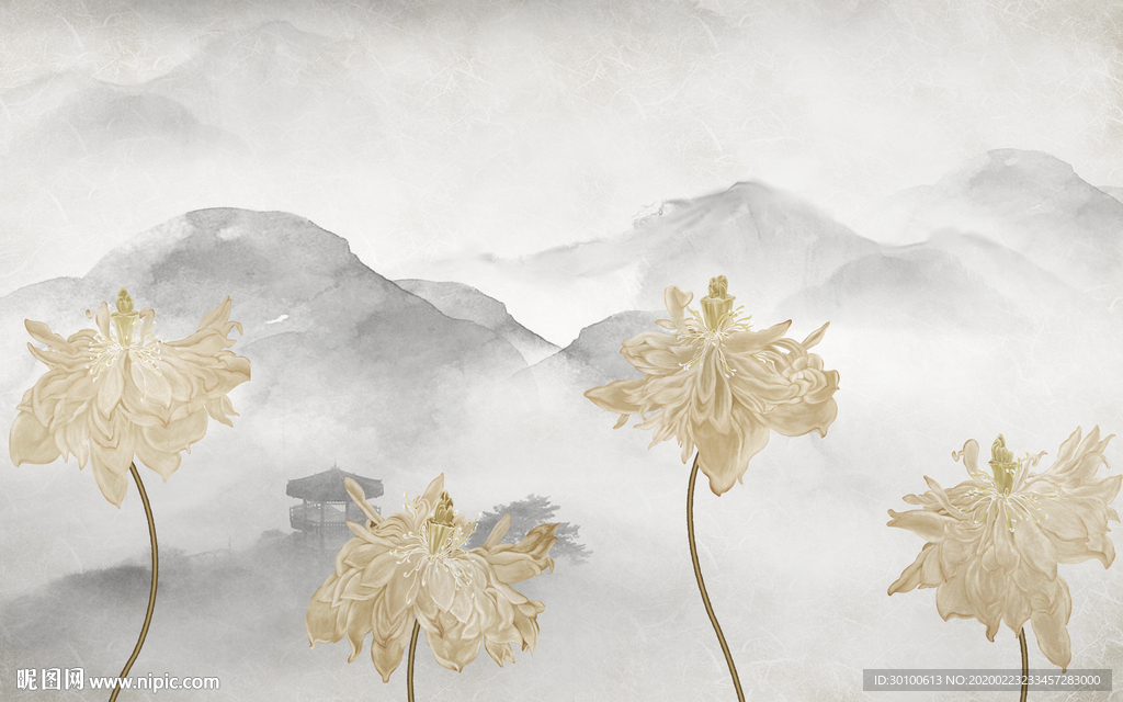 荷 新风景山水画 TIF分层