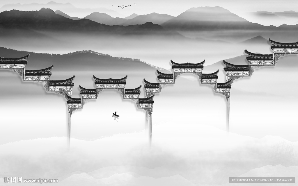 徽派新风景山水画 TIF分层