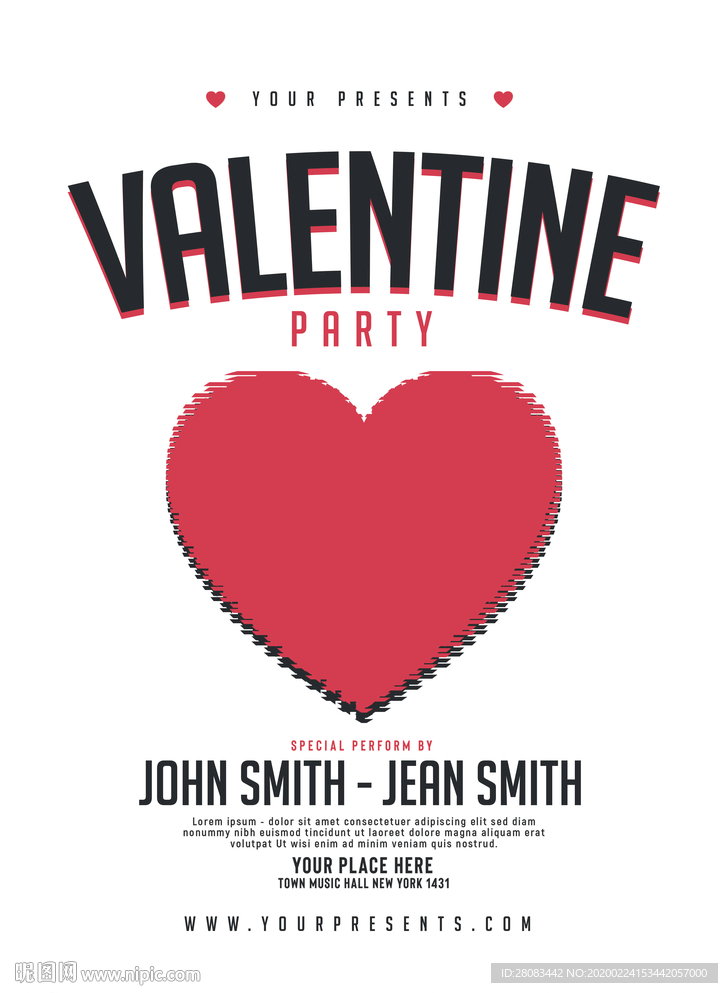 简约创意爱心心形爱情主题海报