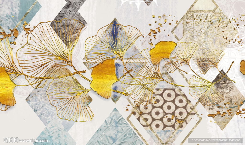 金色北欧新装饰画 TIF分层