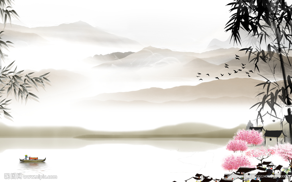 豪华新风景山水画 TIF分层