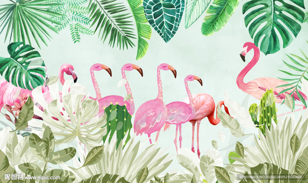 高档 北欧火烈鸟画 TIF分层