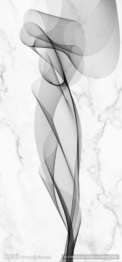 新中式抽象线条爵士白玄关装饰画