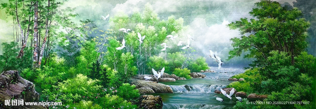 森林迷雾山水油画