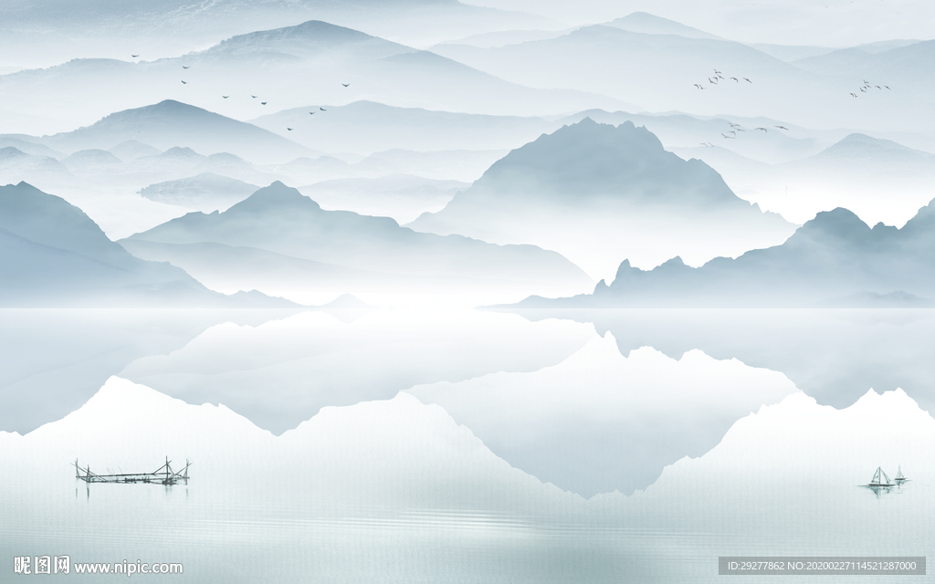 高档别墅山水画 TIF分层画