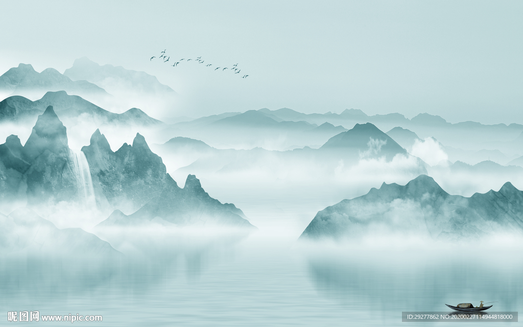 现代客厅山水画 TIF分层画