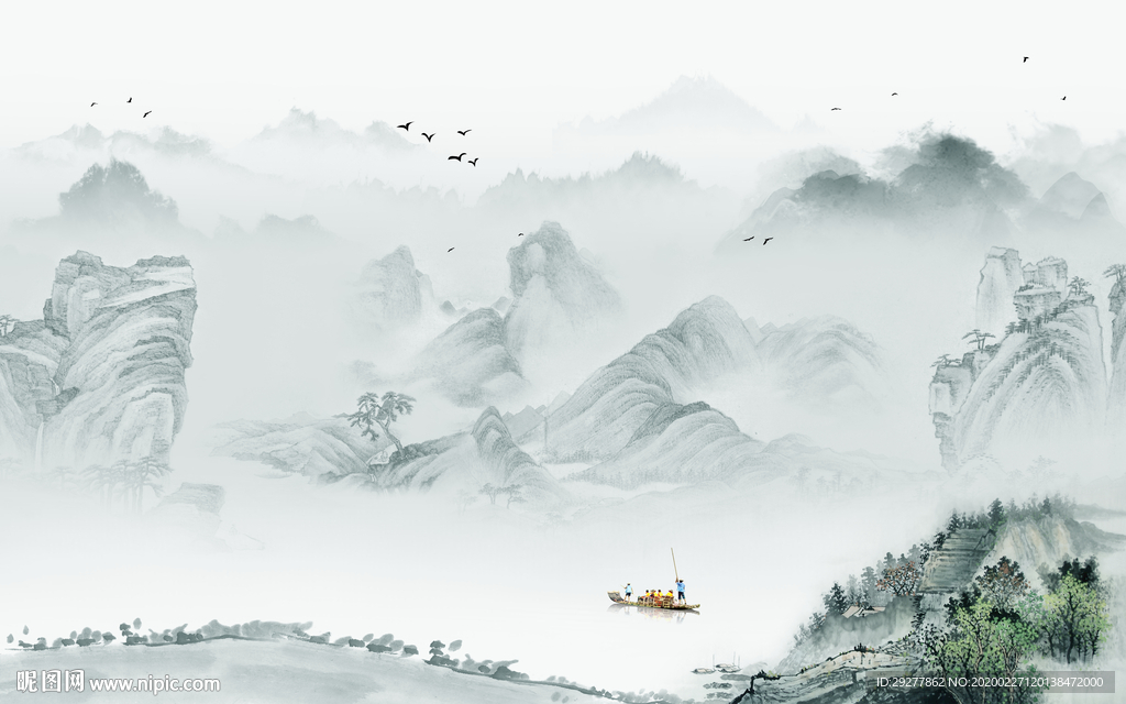 新品客厅山水画 TIF分层画