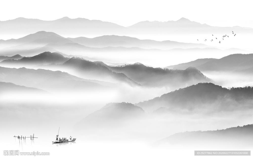 别墅风景山水画 TIF分层画