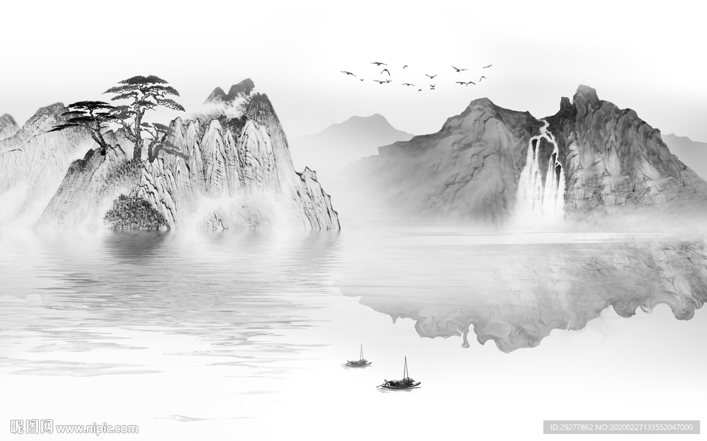 大气风景山水画 TIF分层画