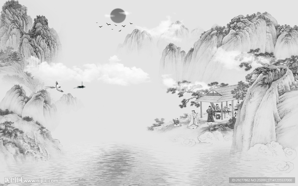 高端 风景山水画 TIF分层画