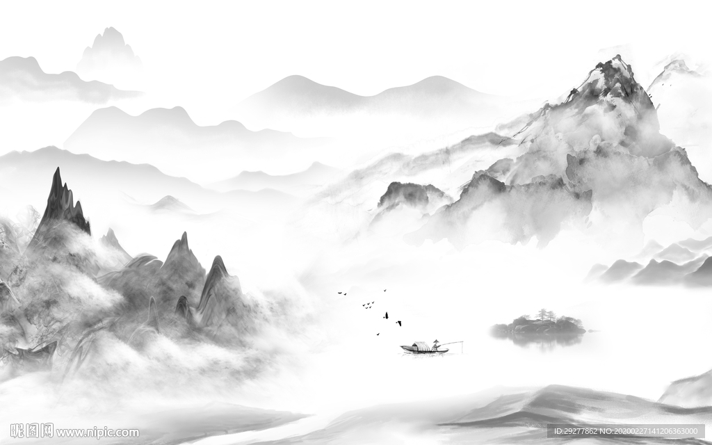 高档风景山水画 TIF分层画