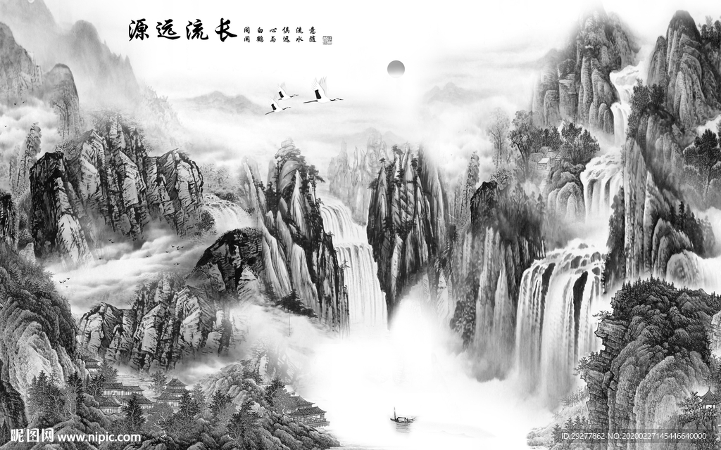 高清 风景山水画 TIF分层画