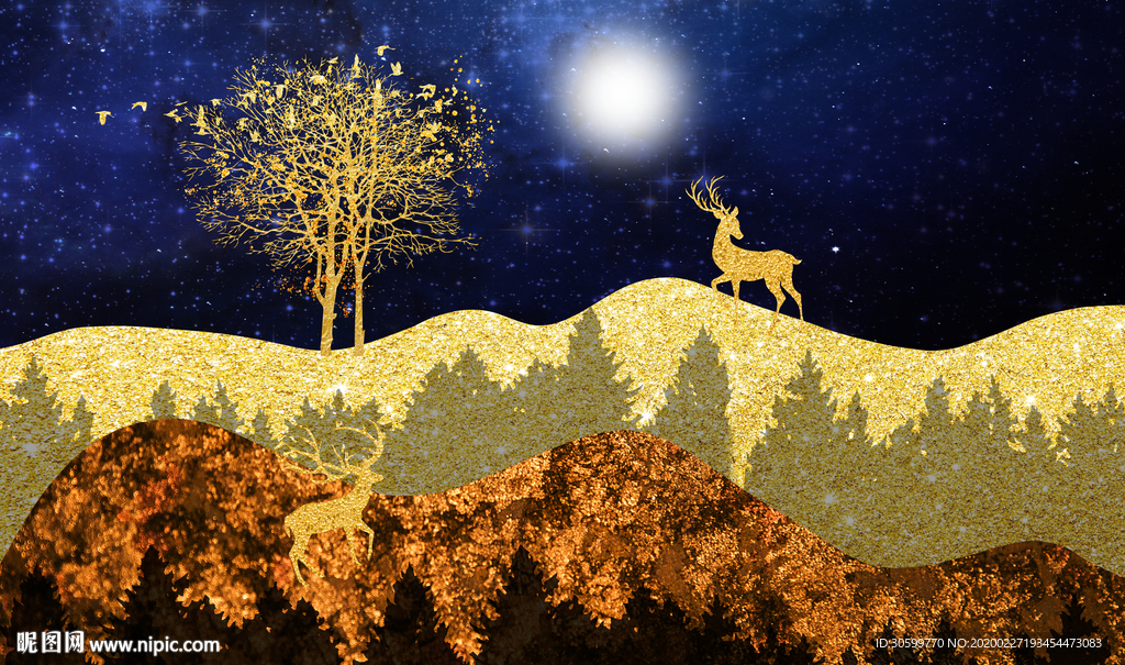 抽象鹿风景背景