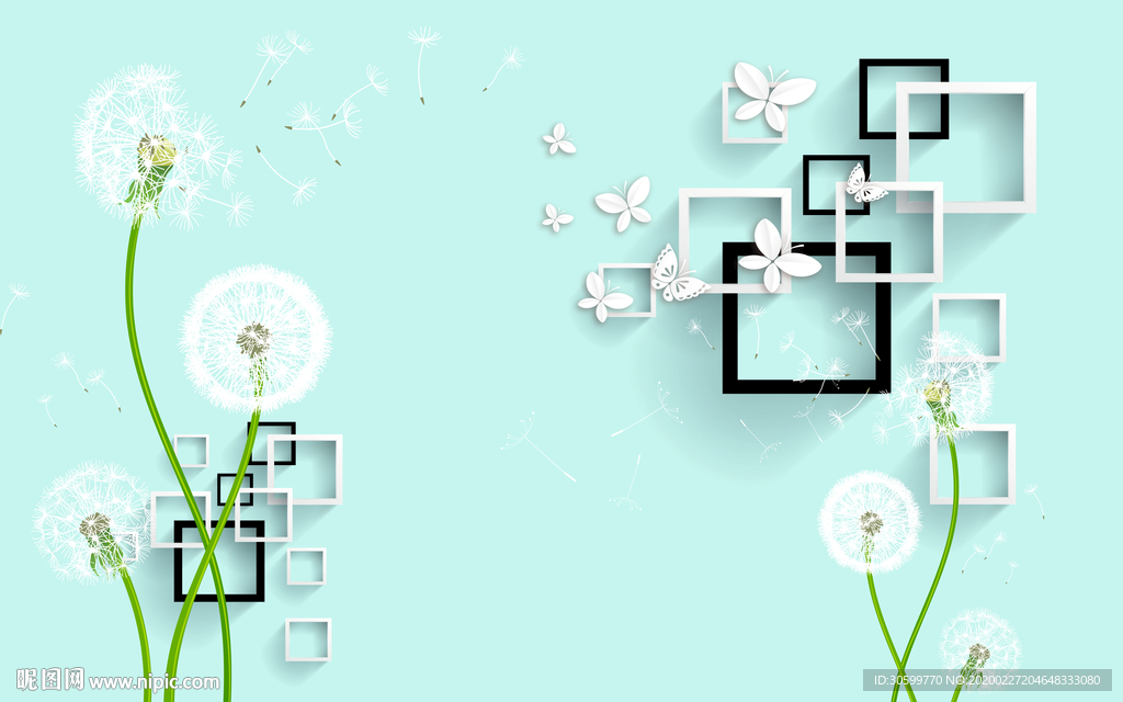 蒲公英电视背景墙