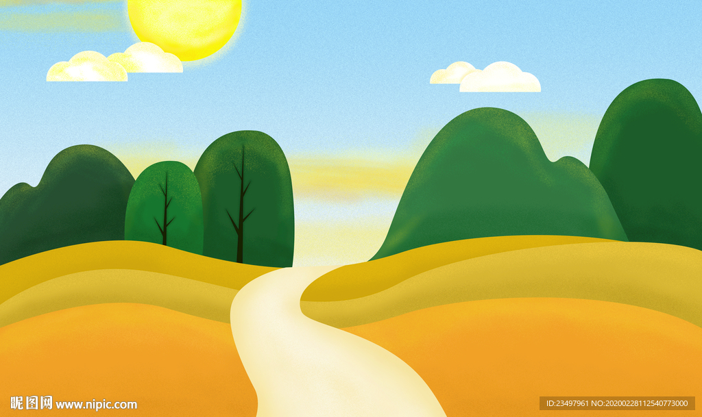 装饰画 手绘 风景 卡通 春天