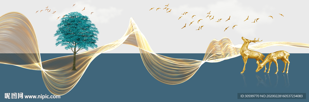 现代简约抽象线条床头装饰画