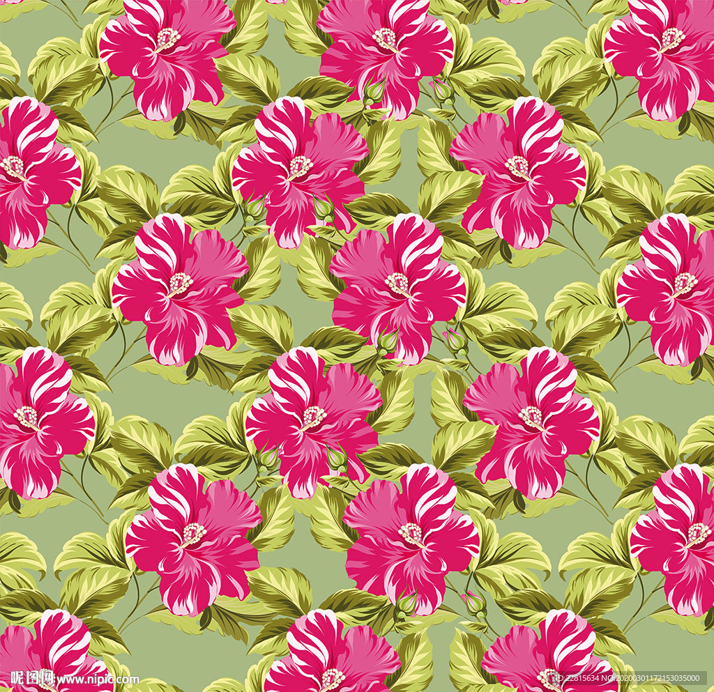 矢量热带植物花鸟服装数码印花