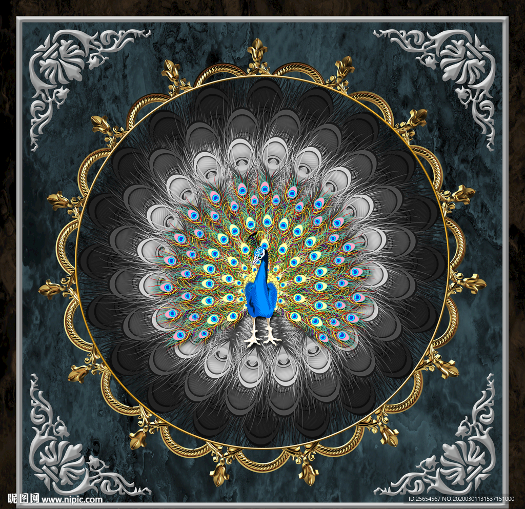 现代简约北欧抽象孔雀装饰画