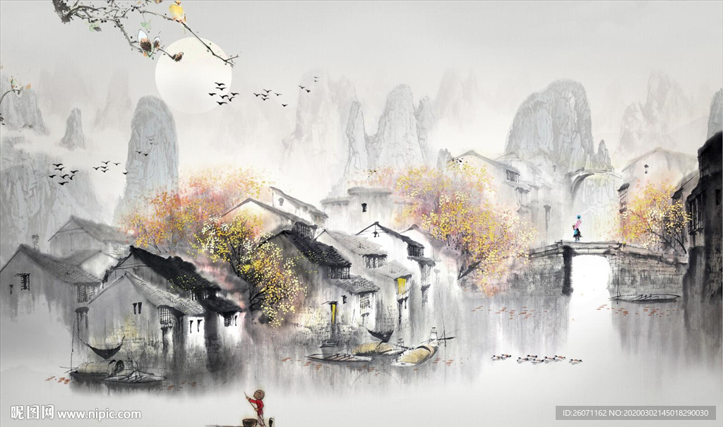江南风景山水画