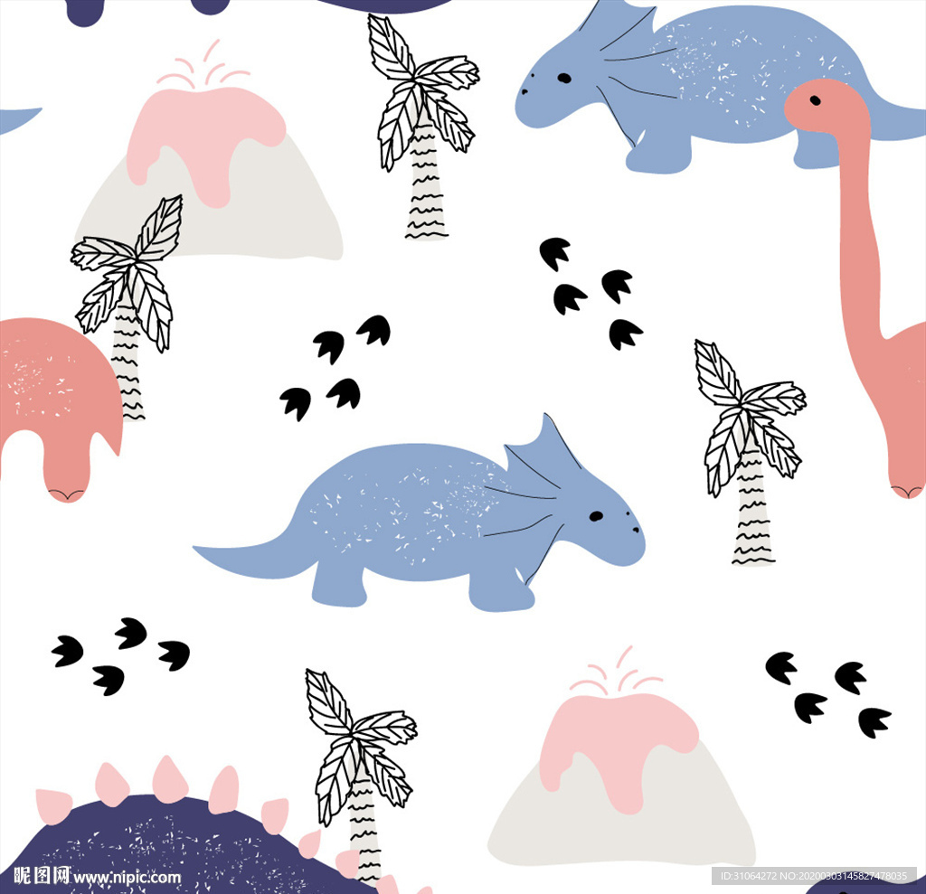 卡通恐龙印花图案