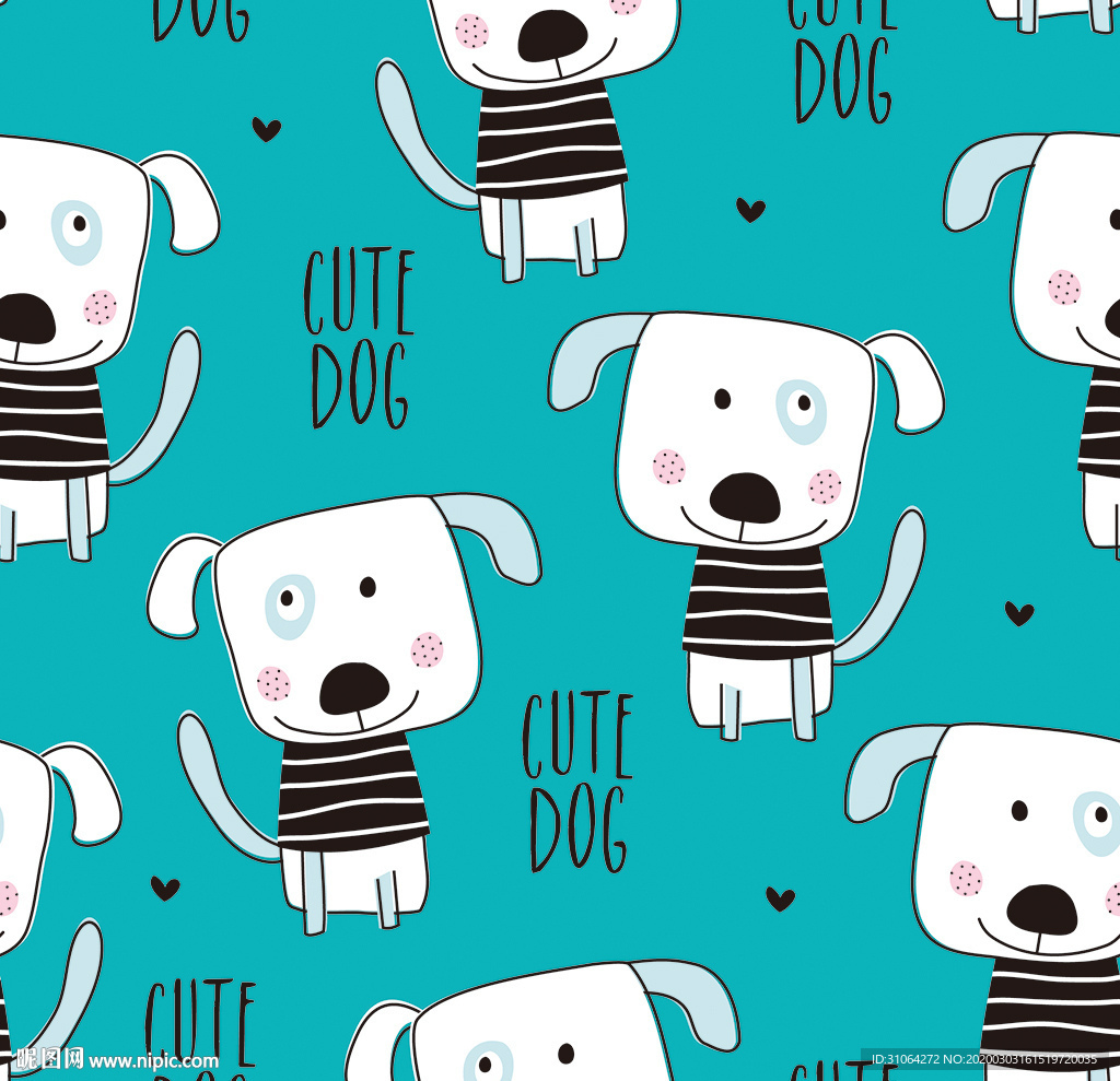 卡通狗印花图案