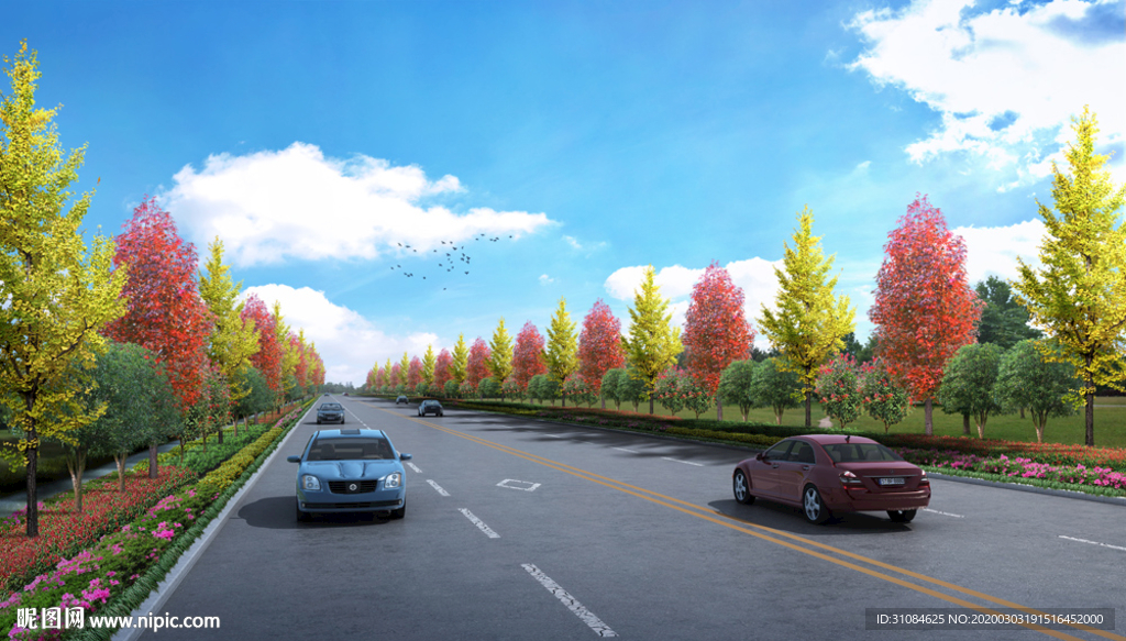 道路效果图景观效果图植物素材