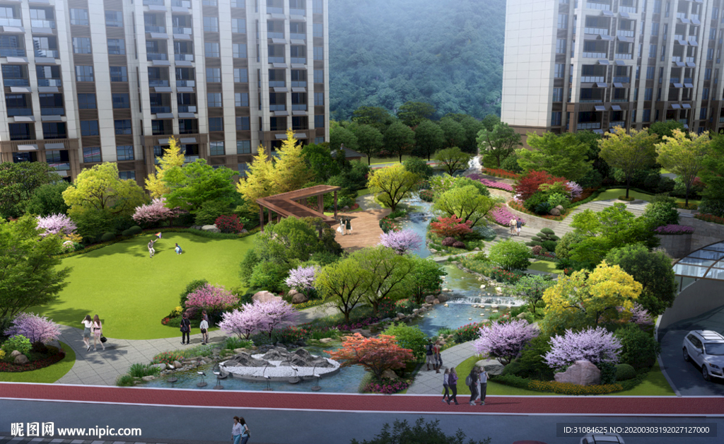 小区效果图景观效果图半鸟瞰