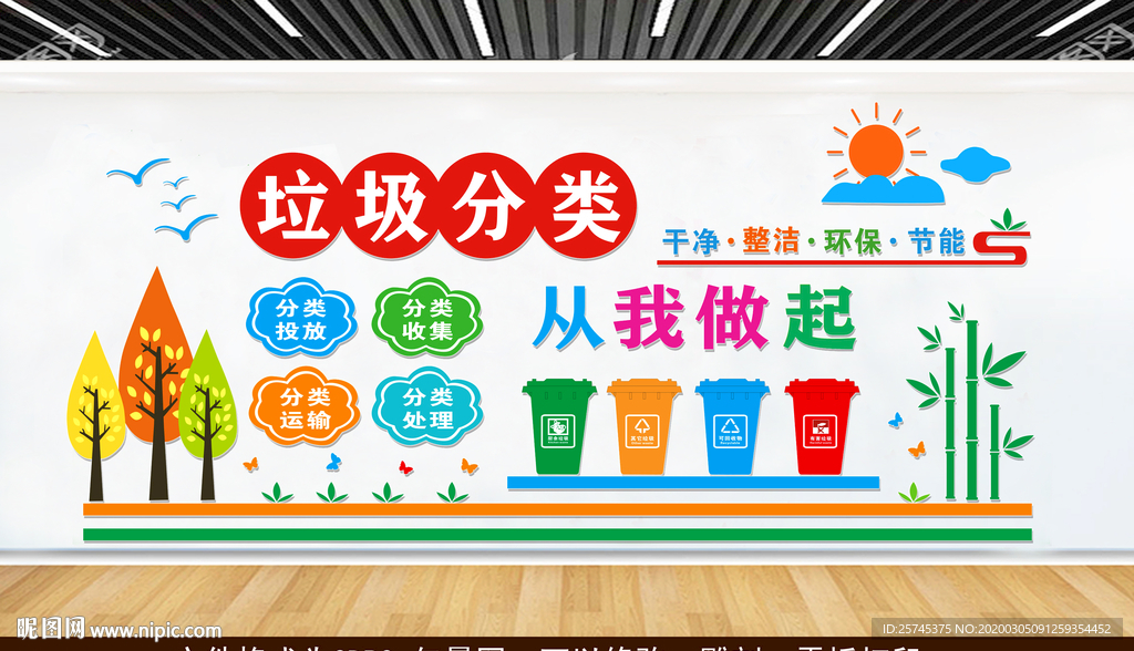 垃圾分类 文明建设 文化墙