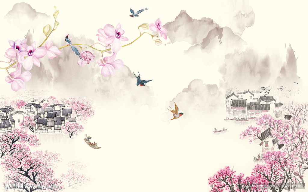 江南新款新山水画 tif分层