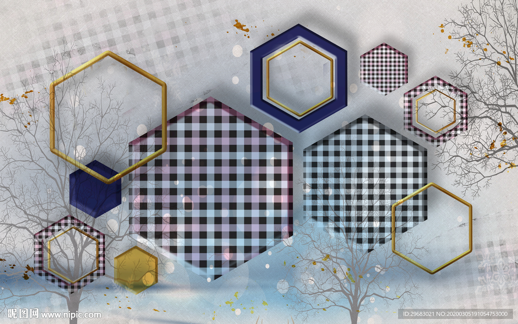 几何小清新奢华画 tif分层