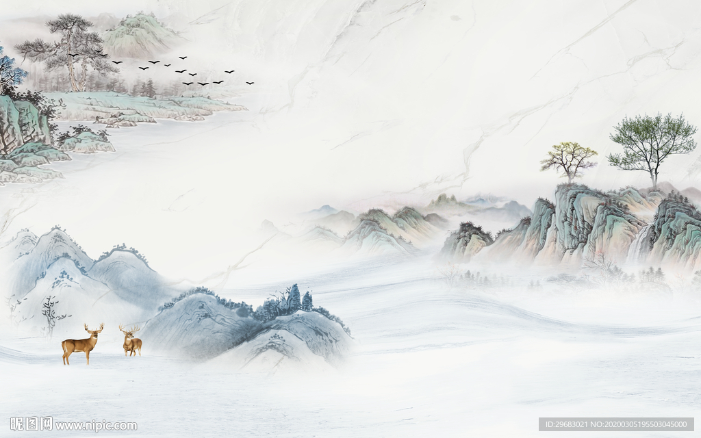 中式新款新山水画 tif分层