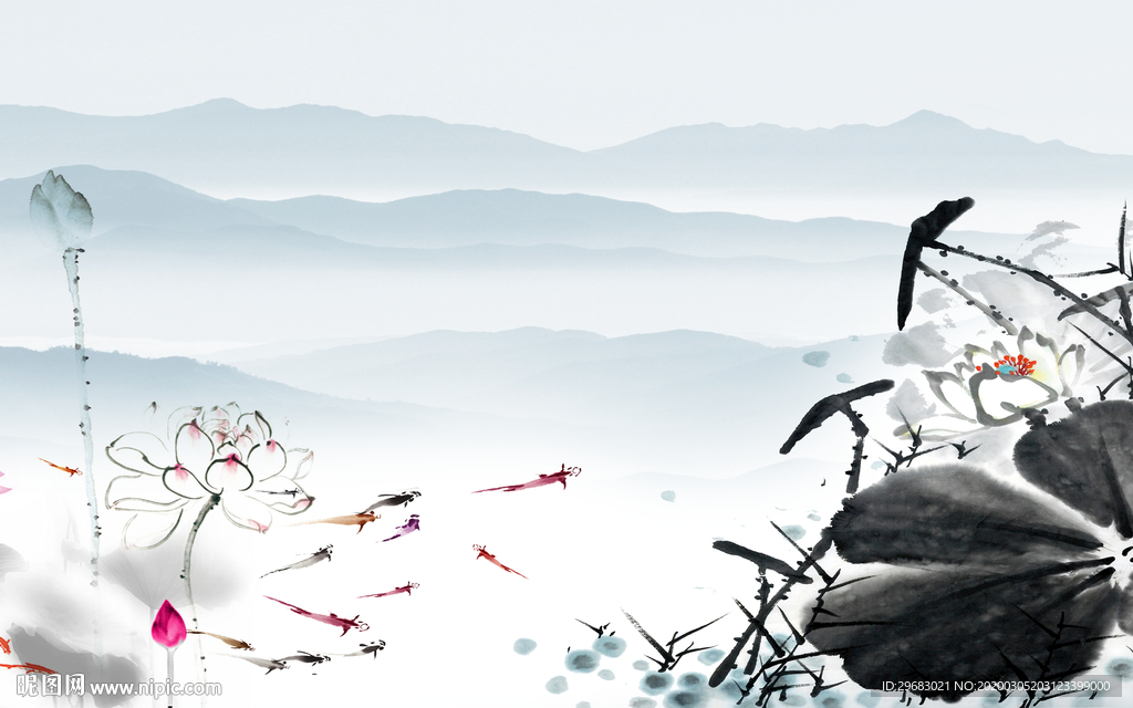 水墨新款新山水画 tif分层