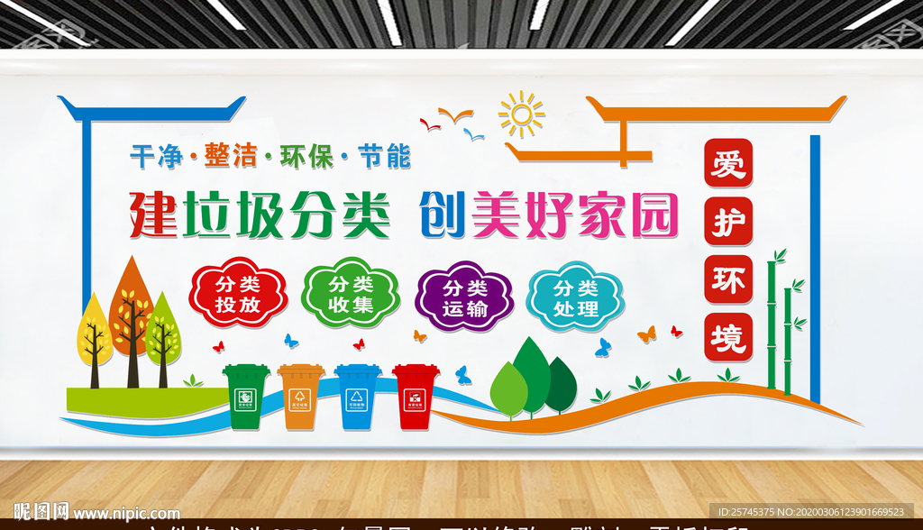 垃圾分类 美好家园 文化墙