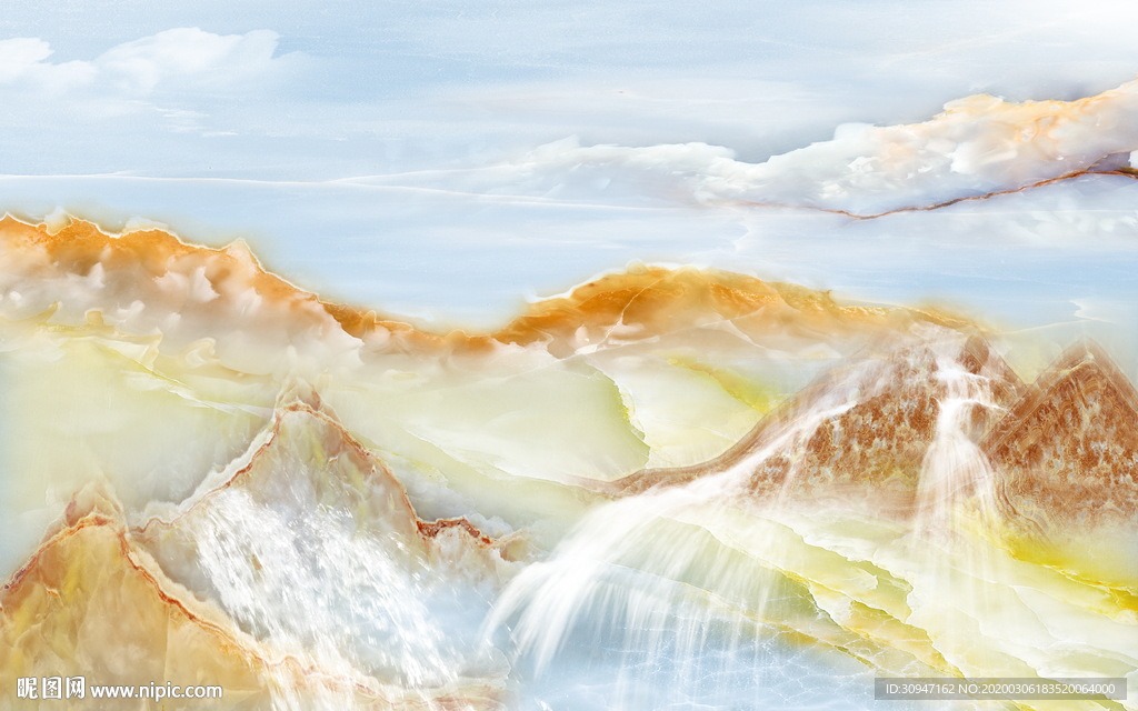 流水 现代大理石 TIF分层