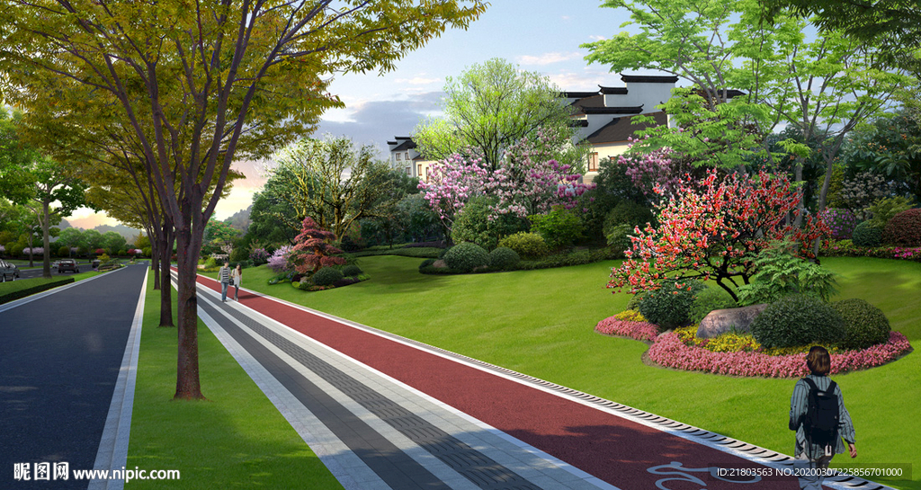 道路效果图景观效果图绿道效果图