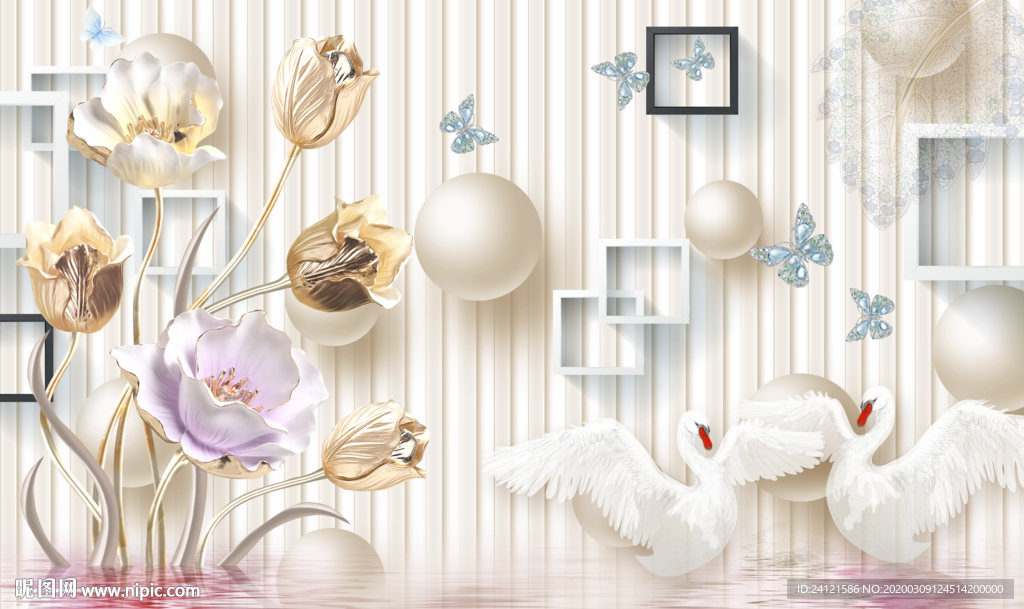 珠宝玉兰花背景墙