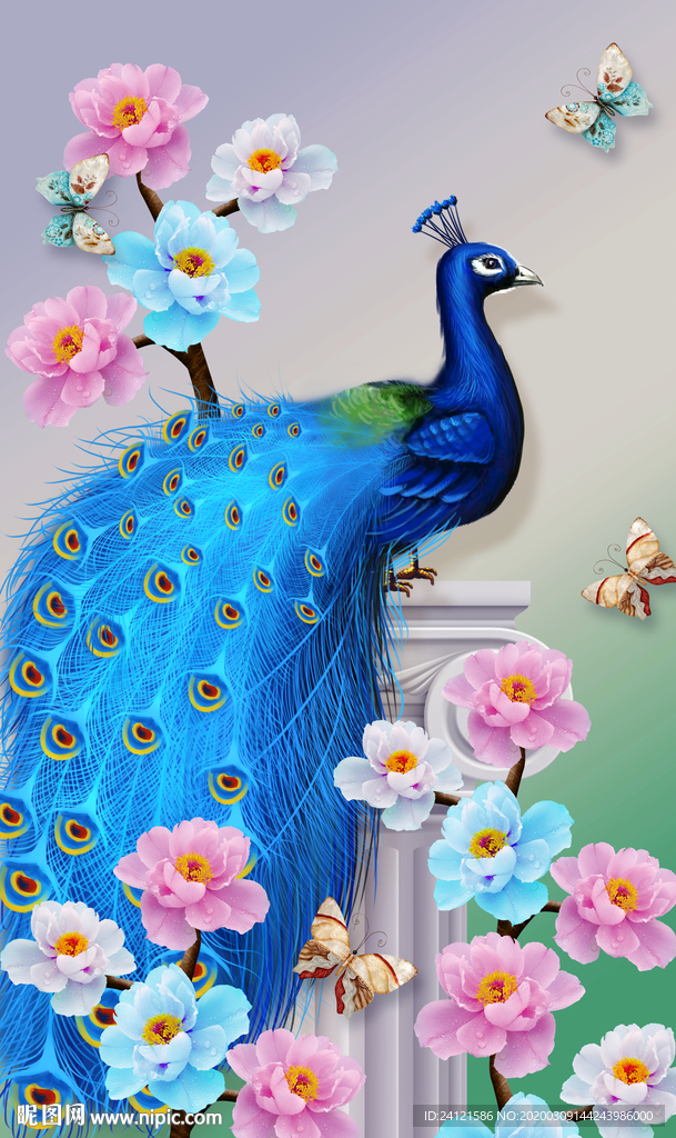 孔雀玄关装饰画