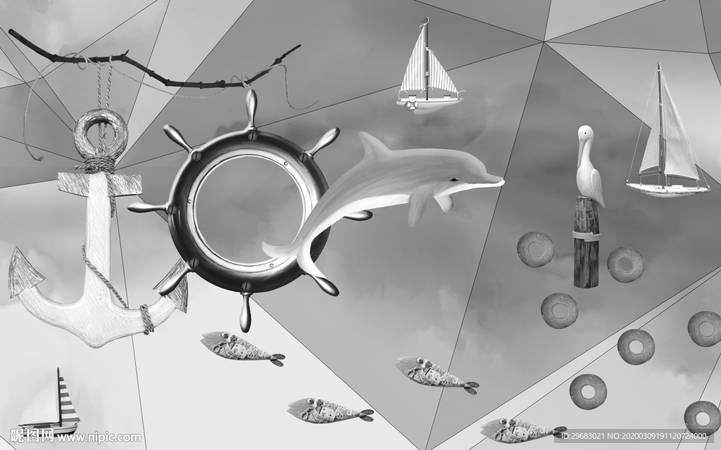 地中海现代新奢华画 tif分层