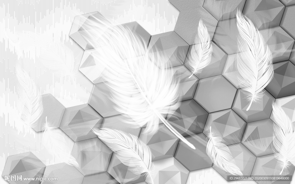 羽毛现代新奢华画 tif分层