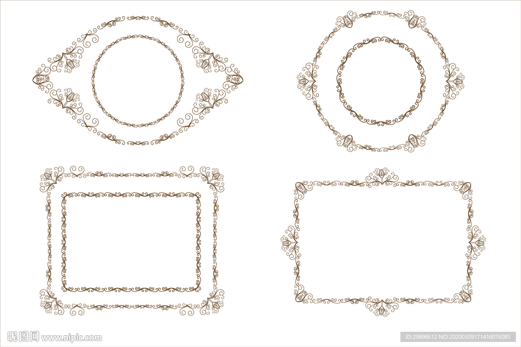 矢量图各种图案的边框相框