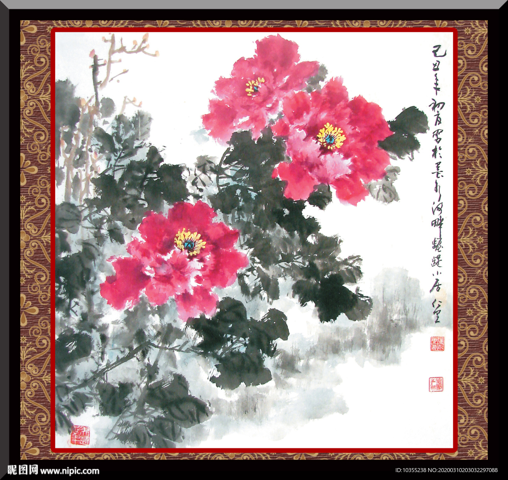 意境牡丹 意境画