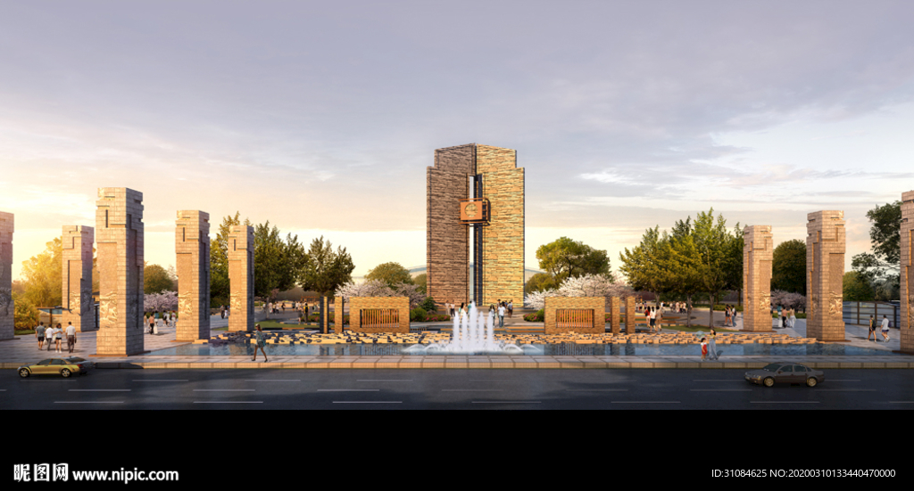 广场景观效果图道路效果图