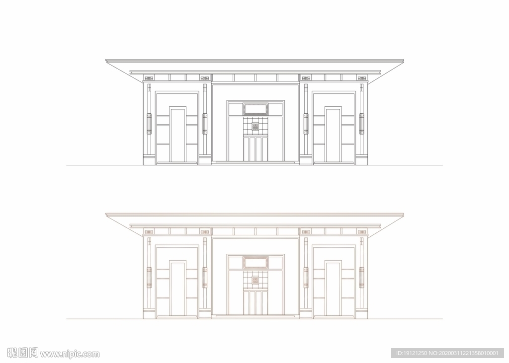 新中式建筑线稿