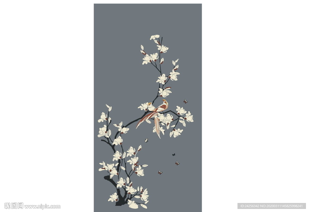 花鸟 树鸟 玉兰花