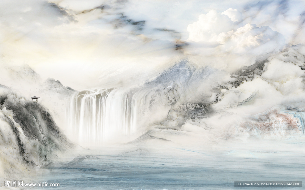 爵士白高档山水石纹 TIF分层